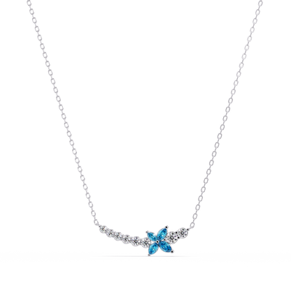 1.7 CTW Round & Marquise Floral Cluster Colorstone Necklace – CAD image 7876