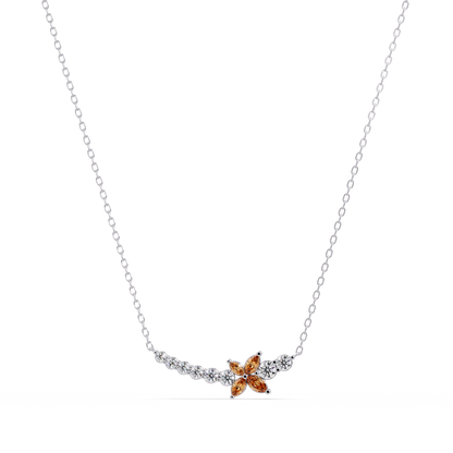 1.7 CTW Round & Marquise Floral Cluster Colorstone Necklace – CAD image 7878