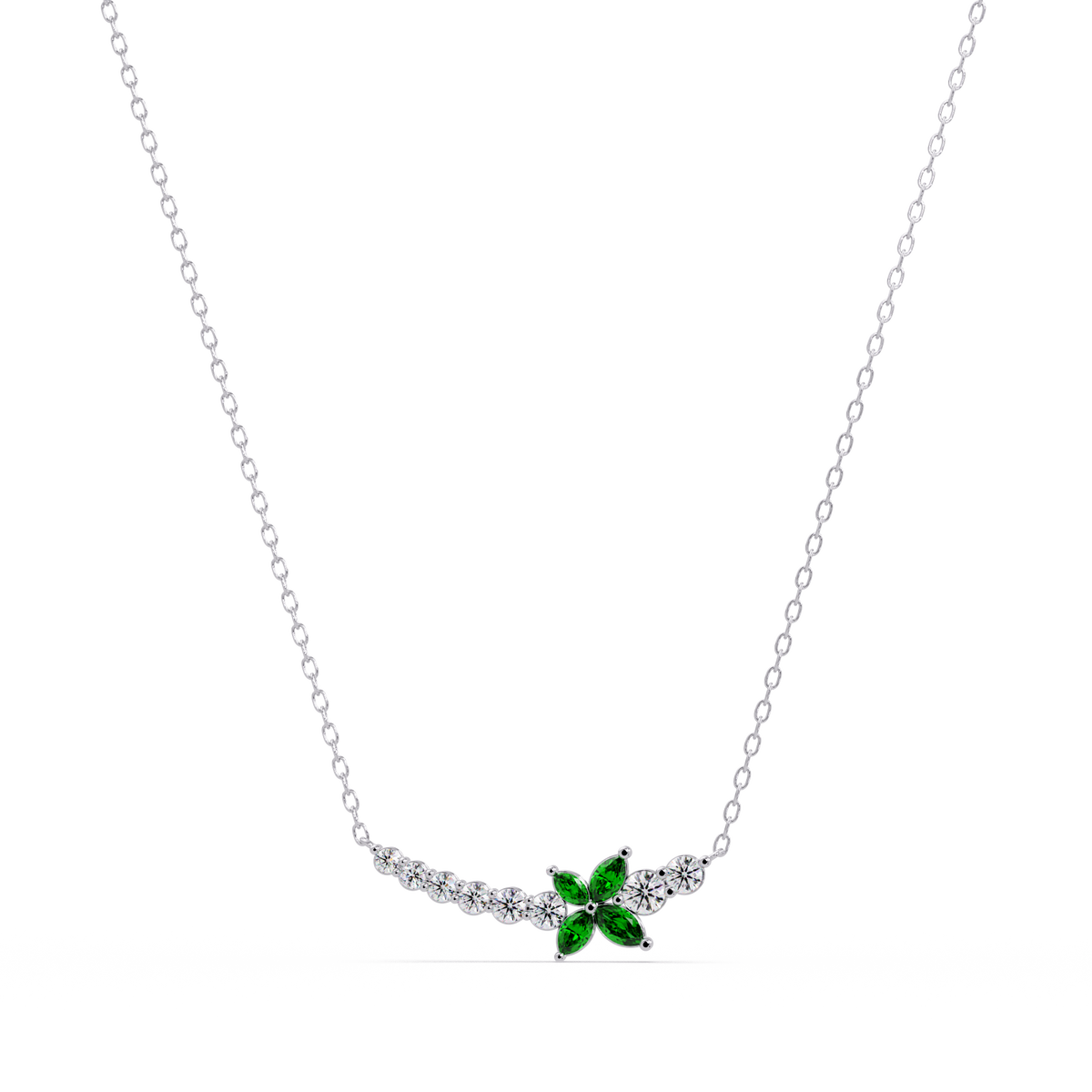 1.7 CTW Round & Marquise Floral Cluster Colorstone Necklace – CAD image 7879