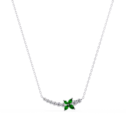 1.7 CTW Round & Marquise Floral Cluster Colorstone Necklace – CAD image 7879