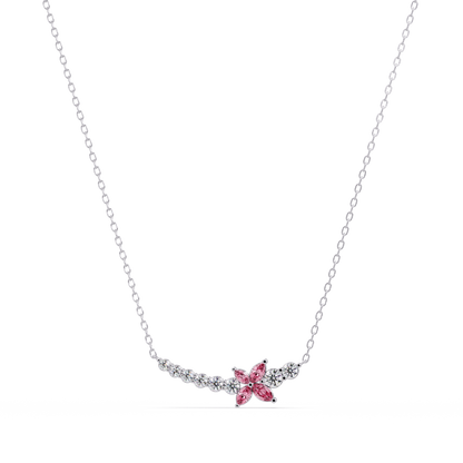 1.7 CTW Round & Marquise Floral Cluster Colorstone Necklace – CAD image 7880