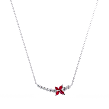 1.7 CTW Round & Marquise Floral Cluster Colorstone Necklace – CAD image 7881