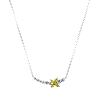 1.7 CTW Round & Marquise Floral Cluster Colorstone Necklace – CAD image 7882