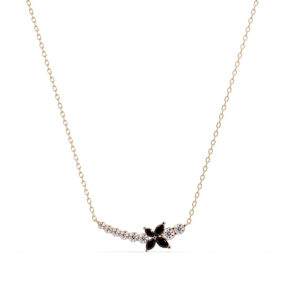 1.7 CTW Round & Marquise Floral Cluster Colorstone Necklace – CAD image 7884