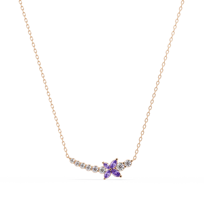 1.7 CTW Round & Marquise Floral Cluster Colorstone Necklace – CAD image 7885