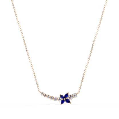 1.7 CTW Round & Marquise Floral Cluster Colorstone Necklace – CAD image 7886
