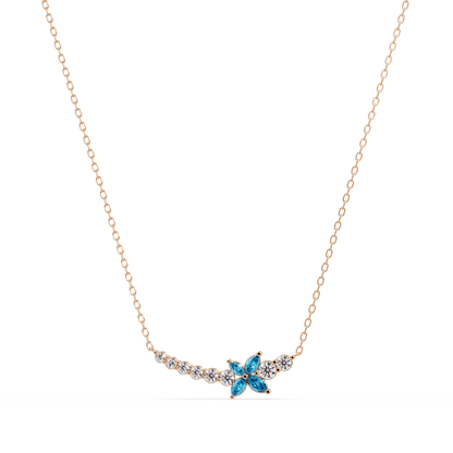 1.7 CTW Round & Marquise Floral Cluster Colorstone Necklace – CAD image 7887