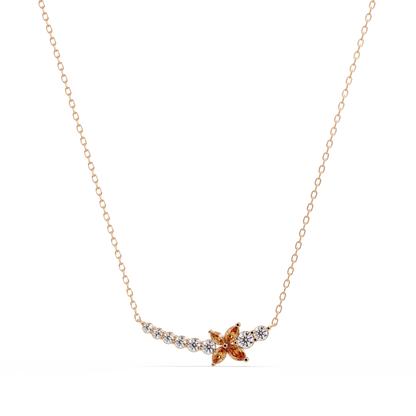 1.7 CTW Round & Marquise Floral Cluster Colorstone Necklace – CAD image 7888