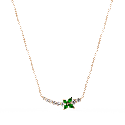 1.7 CTW Round & Marquise Floral Cluster Colorstone Necklace – CAD image 7889