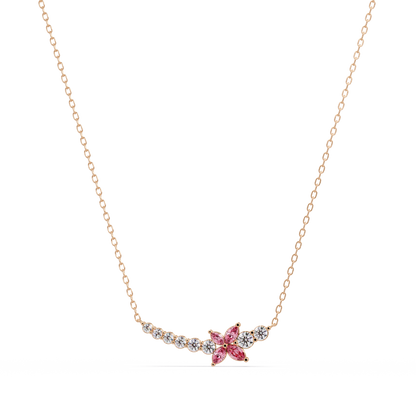 1.7 CTW Round & Marquise Floral Cluster Colorstone Necklace – CAD image 7890