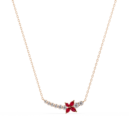 1.7 CTW Round & Marquise Floral Cluster Colorstone Necklace – CAD image 7891