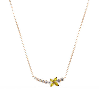 1.7 CTW Round & Marquise Floral Cluster Colorstone Necklace – CAD image 7892