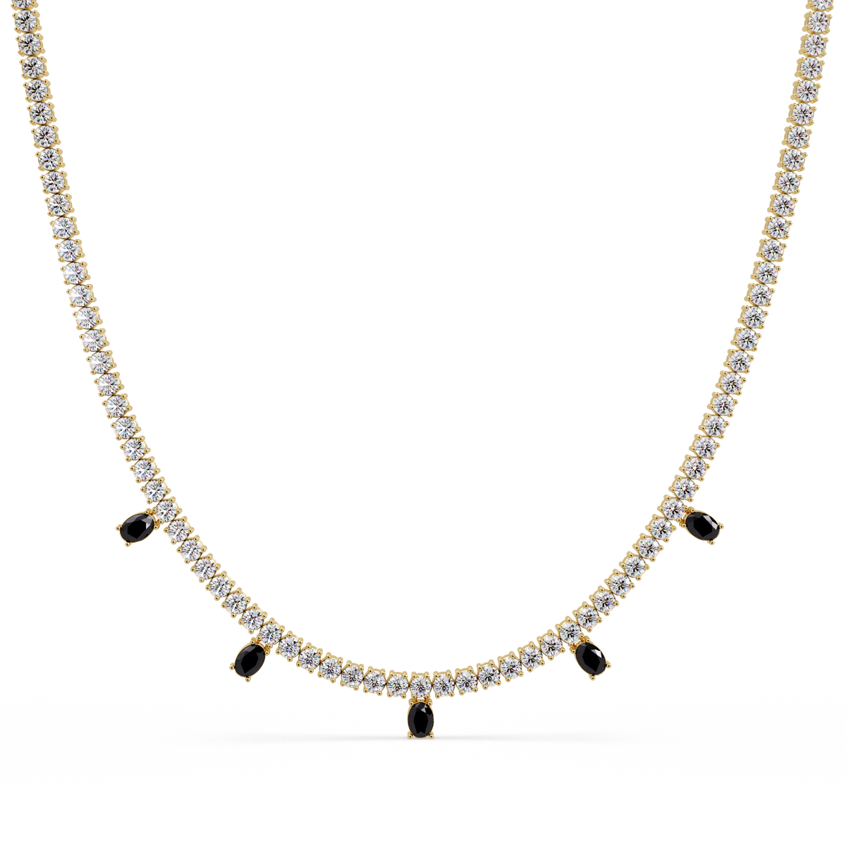 14.2 CTW Round Diamond & Oval Colorstone Drop Tennis Necklace – CAD image 7973
