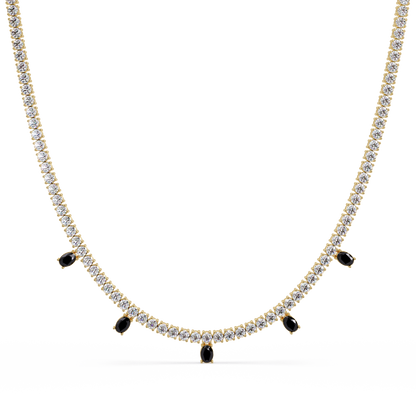 14.2 CTW Round Diamond & Oval Colorstone Drop Tennis Necklace – CAD image 7973
