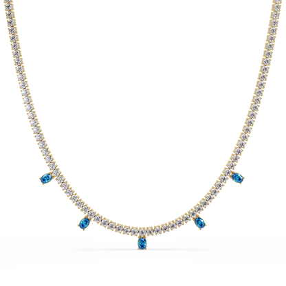 14.2 CTW Round Diamond & Oval Colorstone Drop Tennis Necklace – CAD image 7976