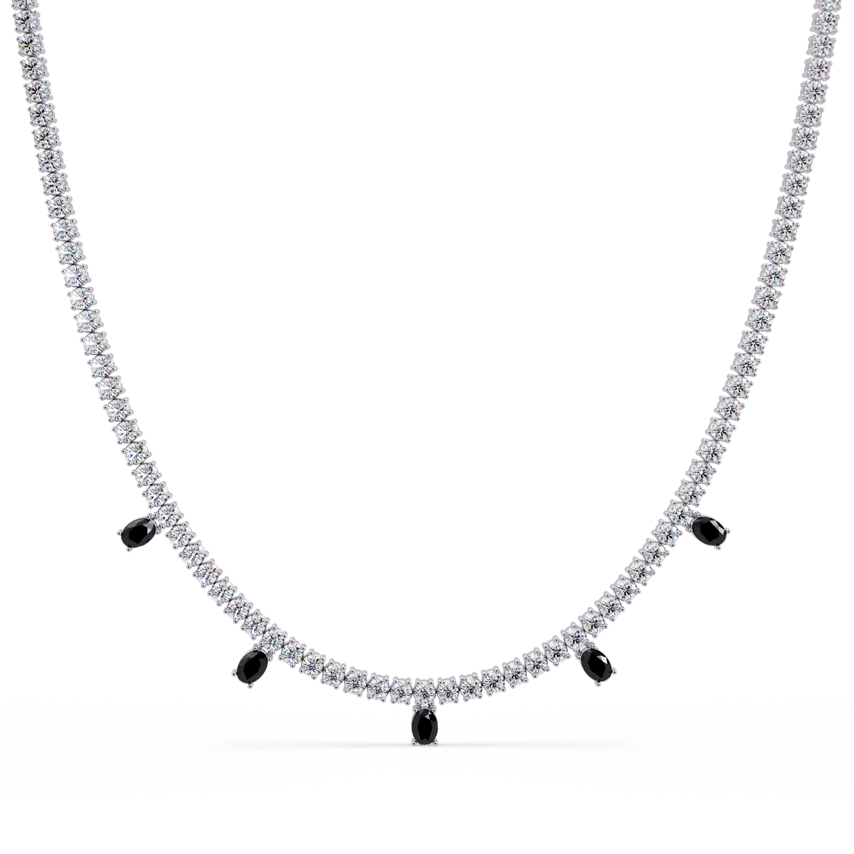 14.2 CTW Round Diamond & Oval Colorstone Drop Tennis Necklace – CAD image 7983