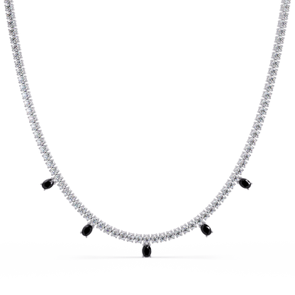 14.2 CTW Round Diamond & Oval Colorstone Drop Tennis Necklace – CAD image 7983