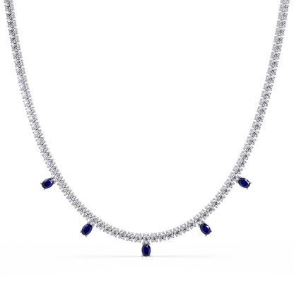 14.2 CTW Round Diamond & Oval Colorstone Drop Tennis Necklace – CAD image 7985