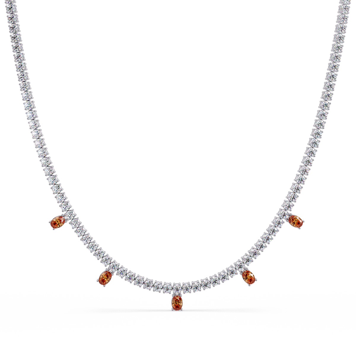 14.2 CTW Round Diamond & Oval Colorstone Drop Tennis Necklace – CAD image 7987