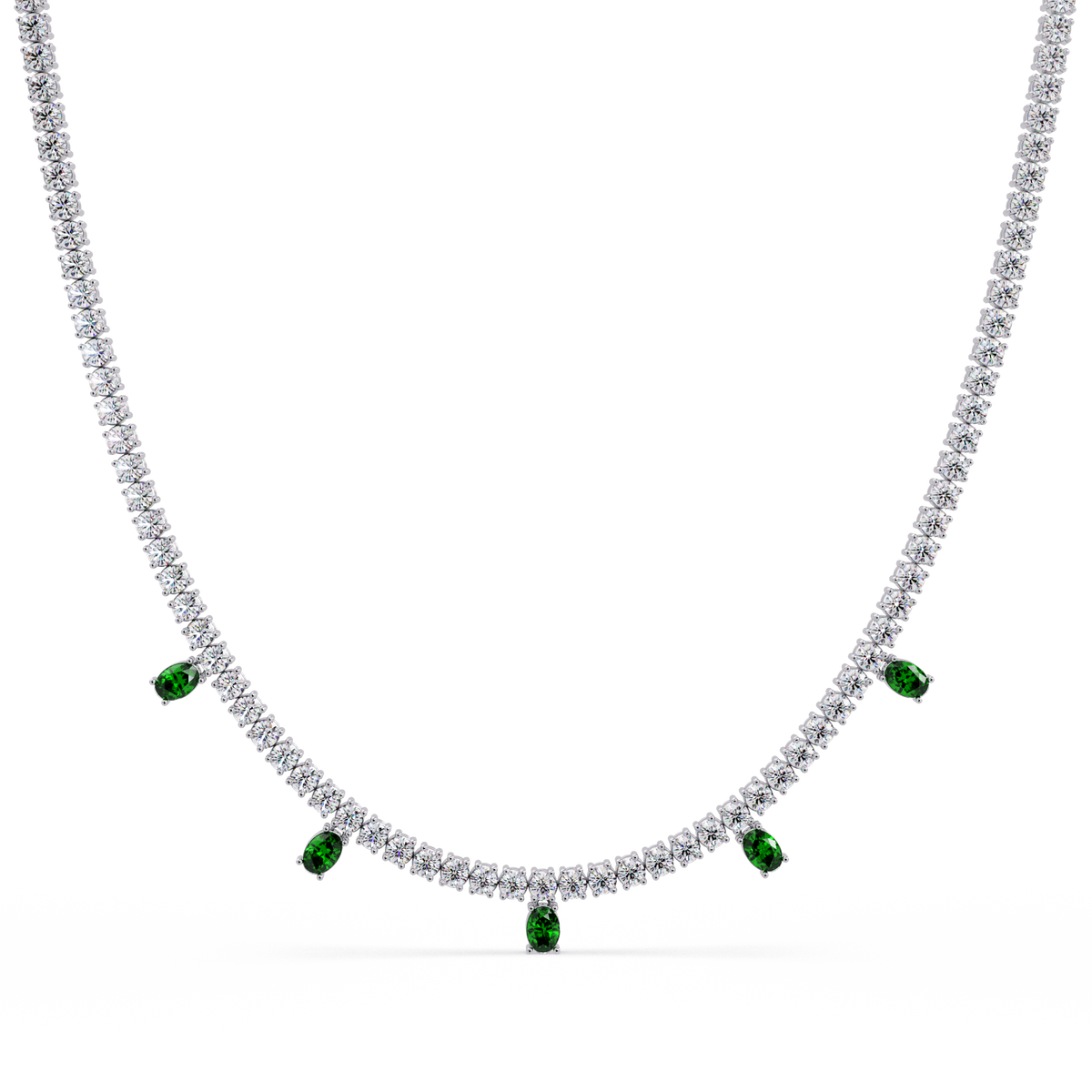 14.2 CTW Round Diamond & Oval Colorstone Drop Tennis Necklace – CAD image 7988