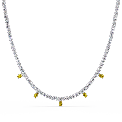 14.2 CTW Round Diamond & Oval Colorstone Drop Tennis Necklace – CAD image 7991