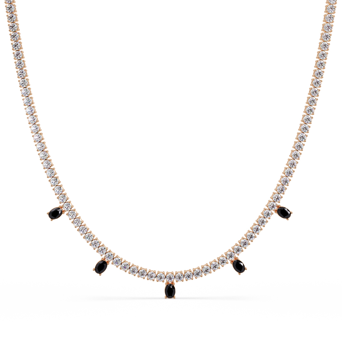 14.2 CTW Round Diamond & Oval Colorstone Drop Tennis Necklace – CAD image 7993