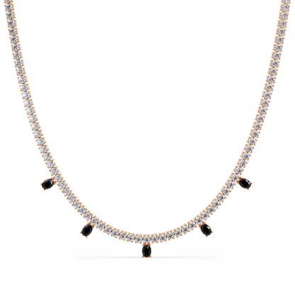 14.2 CTW Round Diamond & Oval Colorstone Drop Tennis Necklace – CAD image 7993