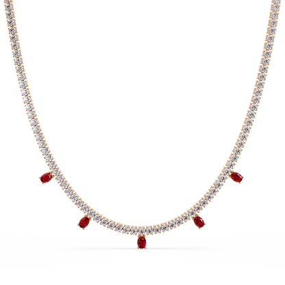 14.2 CTW Round Diamond & Oval Colorstone Drop Tennis Necklace – CAD image 8000