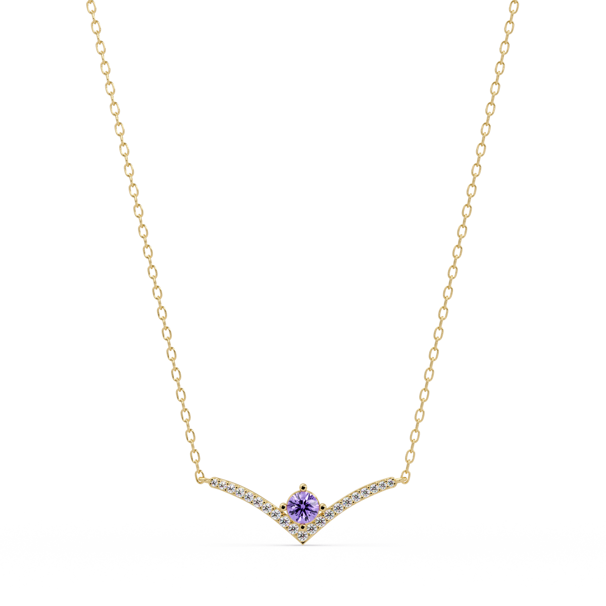 0.9 CTW Round Colorstone Chevron Pave Necklace - CAD image 8017
