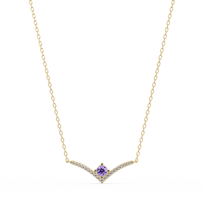 0.9 CTW Round Colorstone Chevron Pave Necklace - CAD image 8017