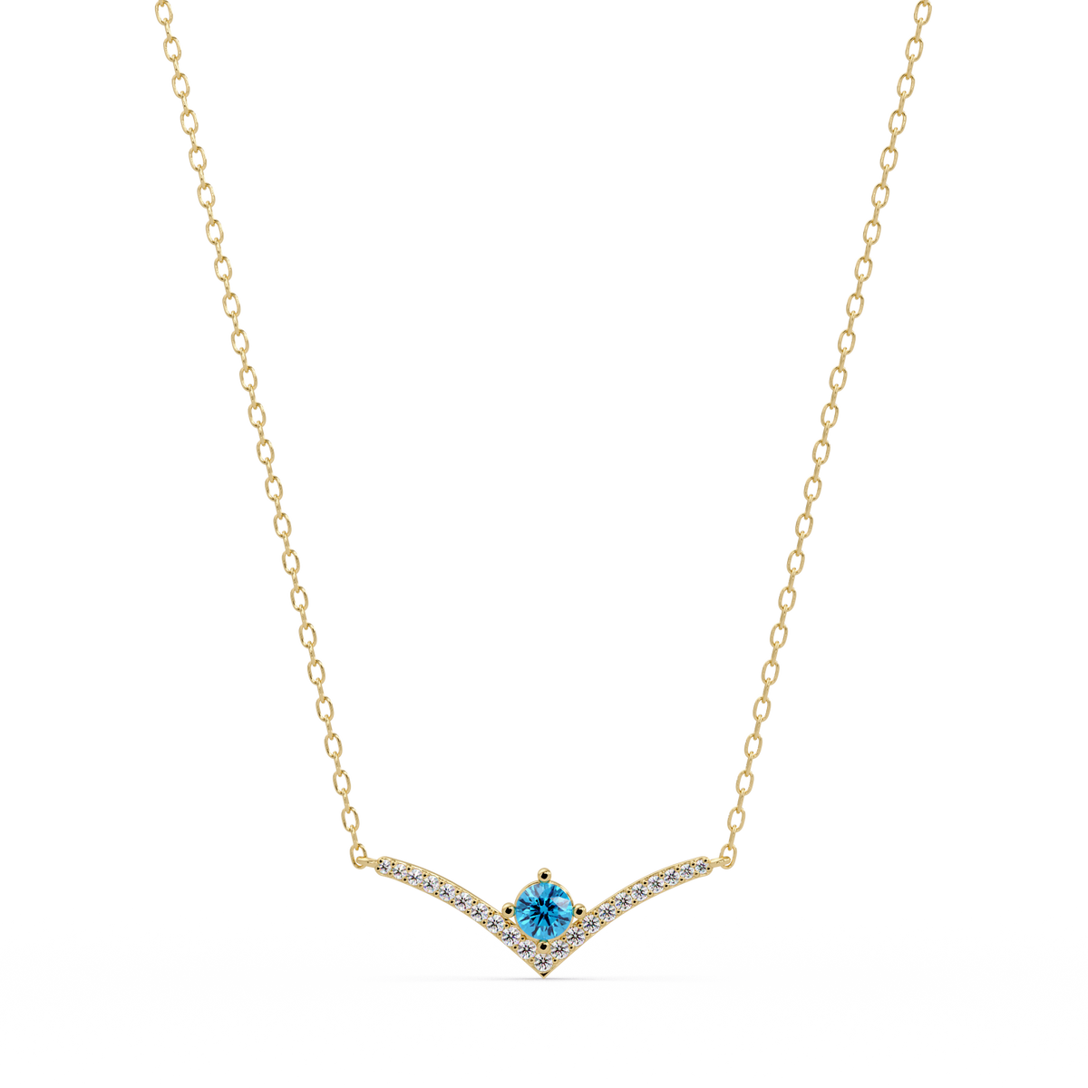 0.9 CTW Round Colorstone Chevron Pave Necklace - CAD image 8019