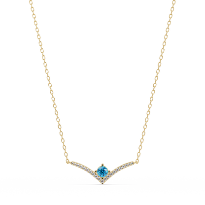 0.9 CTW Round Colorstone Chevron Pave Necklace - CAD image 8019