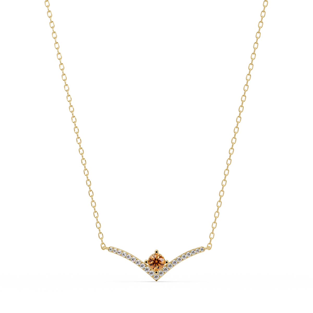 0.9 CTW Round Colorstone Chevron Pave Necklace - CAD image 8020