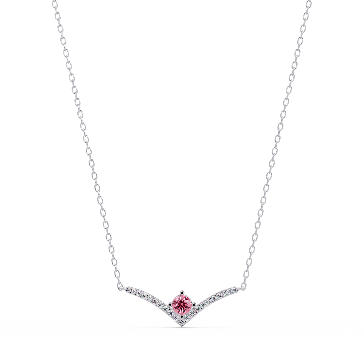 0.9 CTW Round Colorstone Chevron Pave Necklace - CAD image 8032