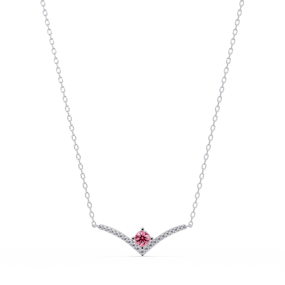 0.9 CTW Round Colorstone Chevron Pave Necklace - CAD image 8032