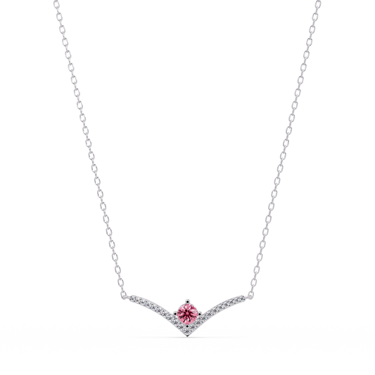0.9 CTW Round Colorstone Chevron Pave Necklace - CAD image 8032