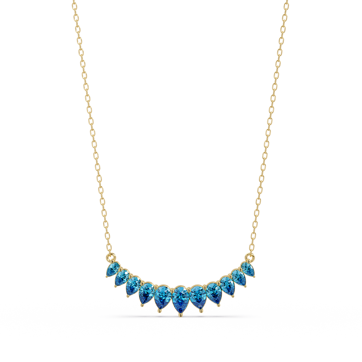 4.4 CTW Graduated Pear-Cut Colorstone Fringe Necklace - CAD image 8090