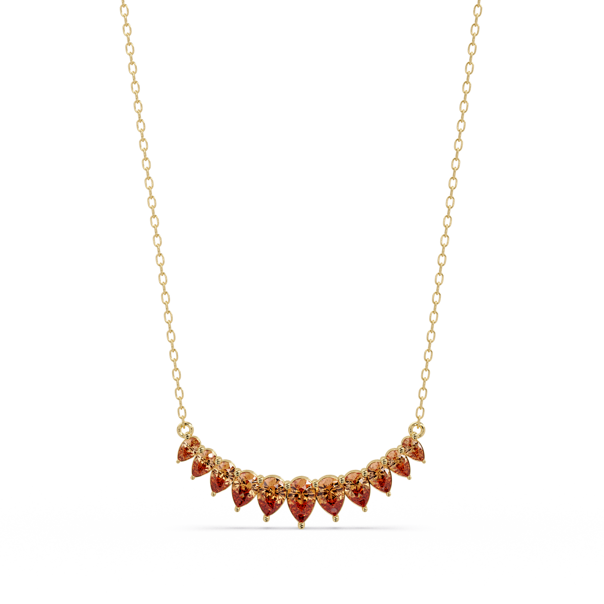 4.4 CTW Graduated Pear-Cut Colorstone Fringe Necklace - CAD image 8091