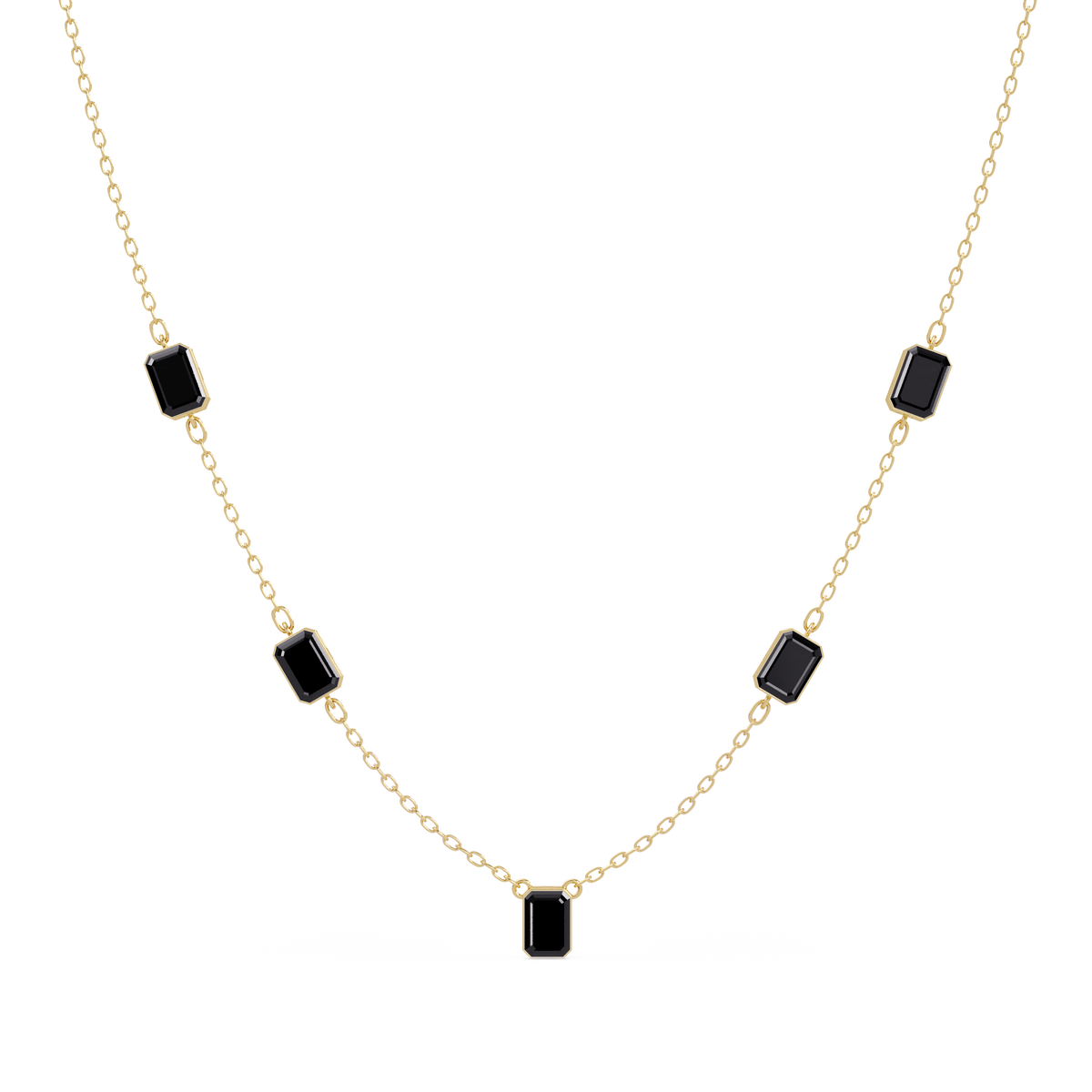 3.8 CTW Emerald-Cut Colorstone Station Necklace - CAD image 8170