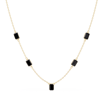 3.8 CTW Emerald-Cut Colorstone Station Necklace - CAD image 8170