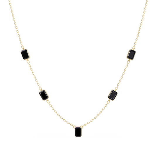 3.8 CTW Emerald-Cut Colorstone Station Necklace - CAD image 8170