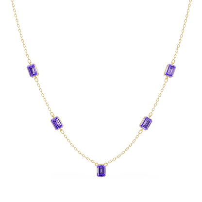 3.8 CTW Emerald-Cut Colorstone Station Necklace - CAD image 8171