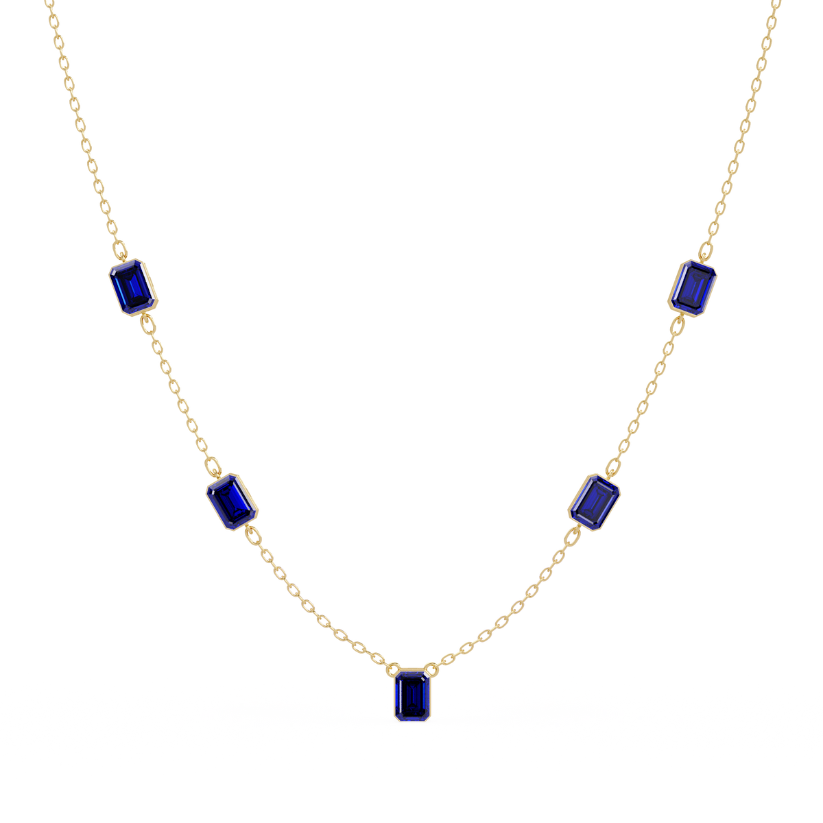 3.8 CTW Emerald-Cut Colorstone Station Necklace - CAD image 8172