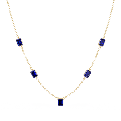 3.8 CTW Emerald-Cut Colorstone Station Necklace - CAD image 8172