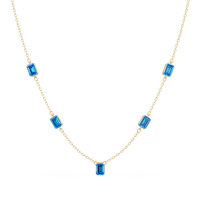 3.8 CTW Emerald-Cut Colorstone Station Necklace - CAD image 8173