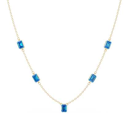 3.8 CTW Emerald-Cut Colorstone Station Necklace - CAD image 8173