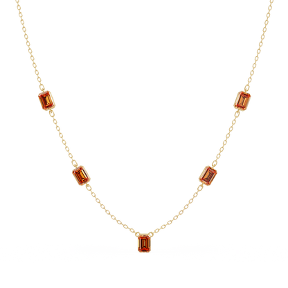 3.8 CTW Emerald-Cut Colorstone Station Necklace - CAD image 8174