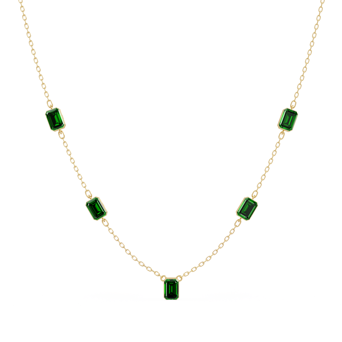 3.8 CTW Emerald-Cut Colorstone Station Necklace - CAD image 8175