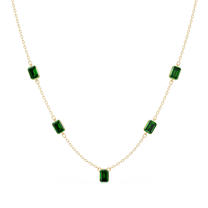 3.8 CTW Emerald-Cut Colorstone Station Necklace - CAD image 8175