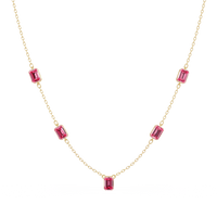 3.8 CTW Emerald-Cut Colorstone Station Necklace - CAD image 8176